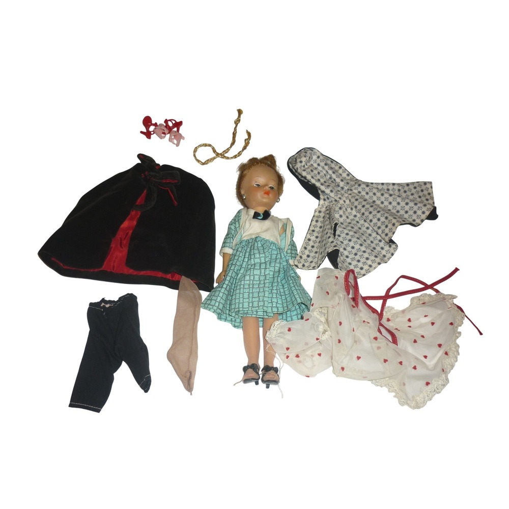 Vintage Horsman 10.5 inch Fashion‎ Doll Lot Auburn Hair Sleep Eyes Clothes Cape